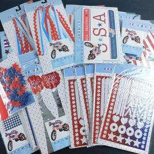 American USA Patriotic Bike Ribbon Streamers Stickers Decals HUGE LOT of 42 NEW